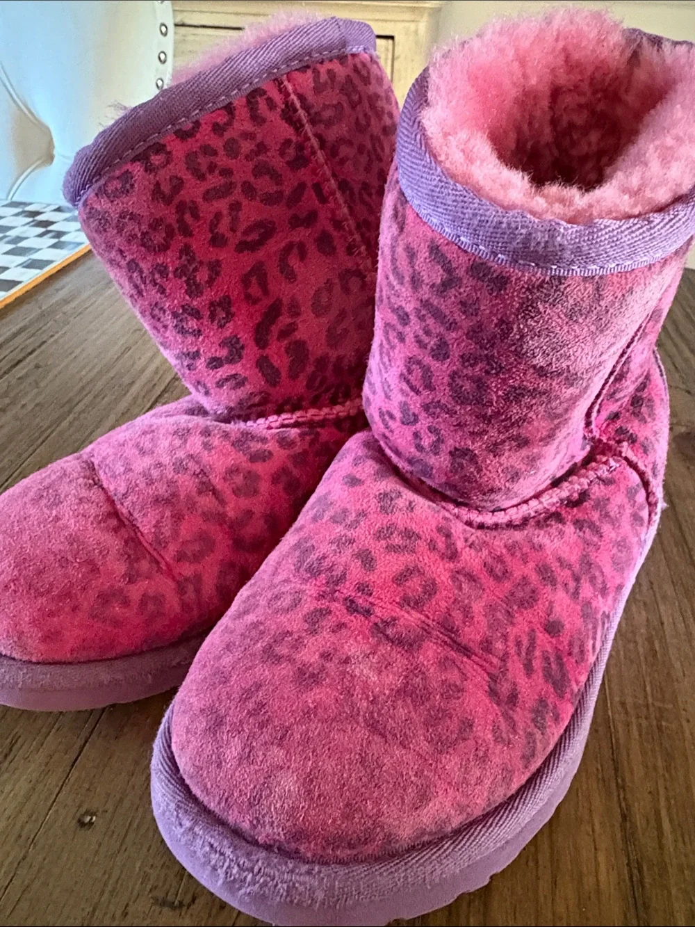 UGG Pink Leopard Print Girls' boots
